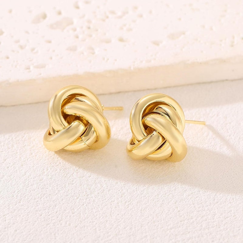 Spiritlele 14K Gold Plated Knot Earrings for Women Gold Silver Earrings Heart Link Drop Dangle Earring Chunky Golden Knotted Statement Jewelry - Image 4